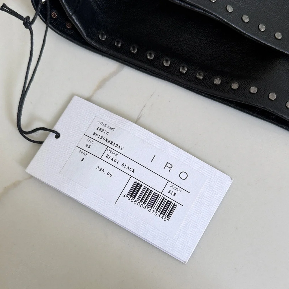 IRO Black Studded Leather Belt Bag Strap - Picture 6 of 8